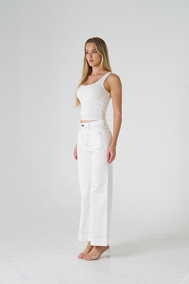 Sandstone High‑Rise Denim