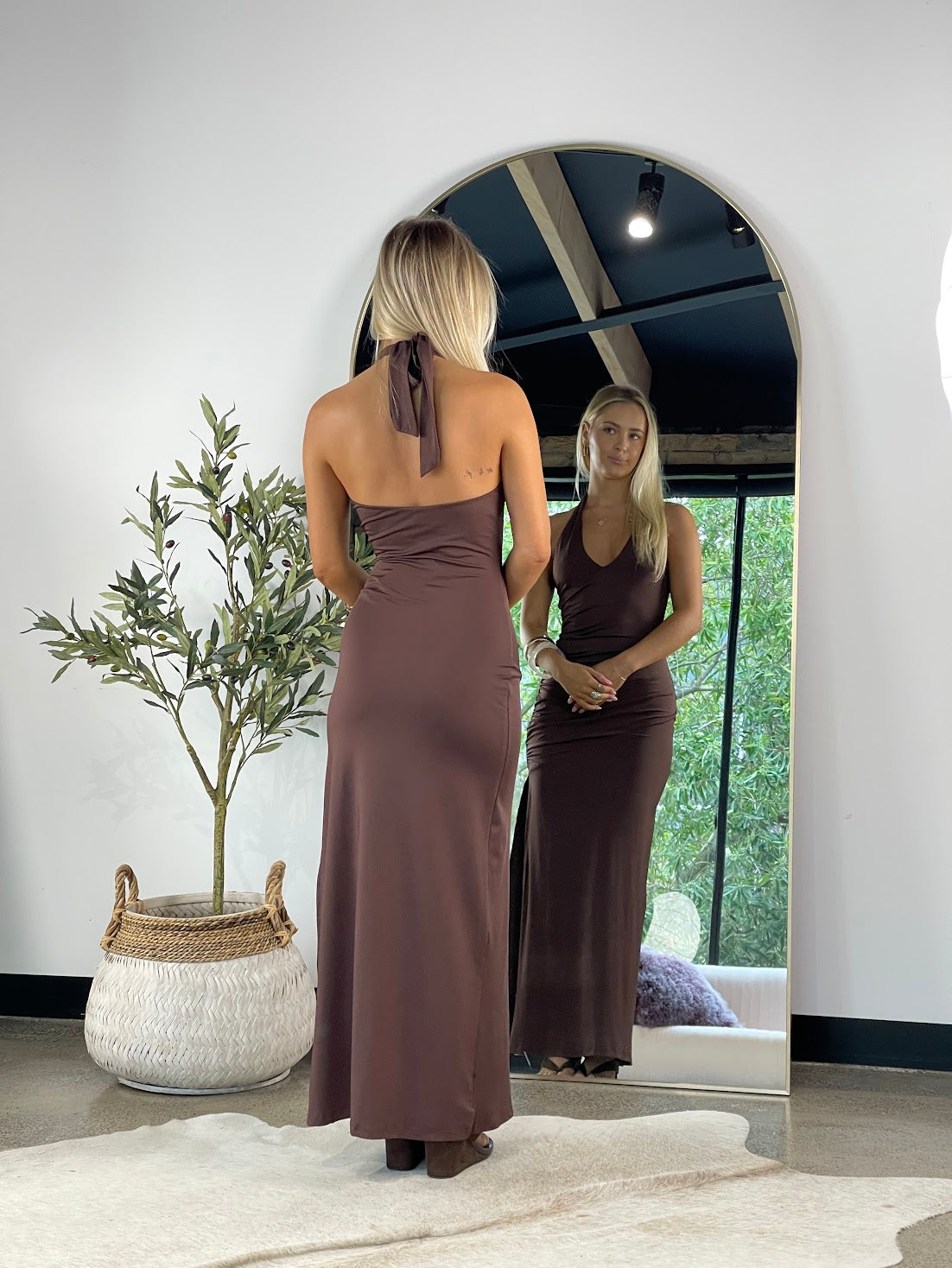 Cocoa Gleam Halter Maxi