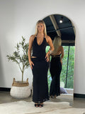 Midnight Silhouette Halter Dress
