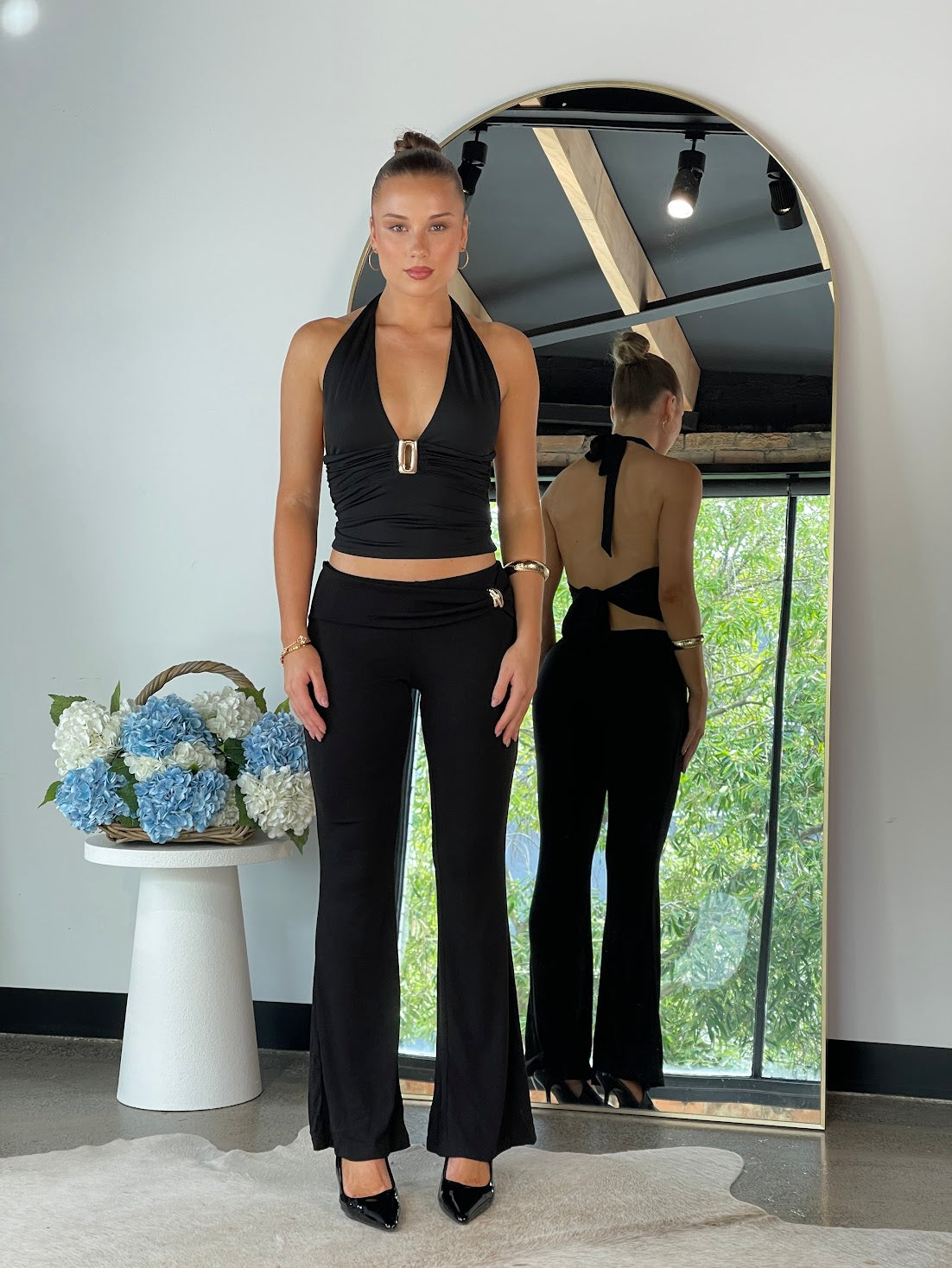 Golden Edge Flare Pants