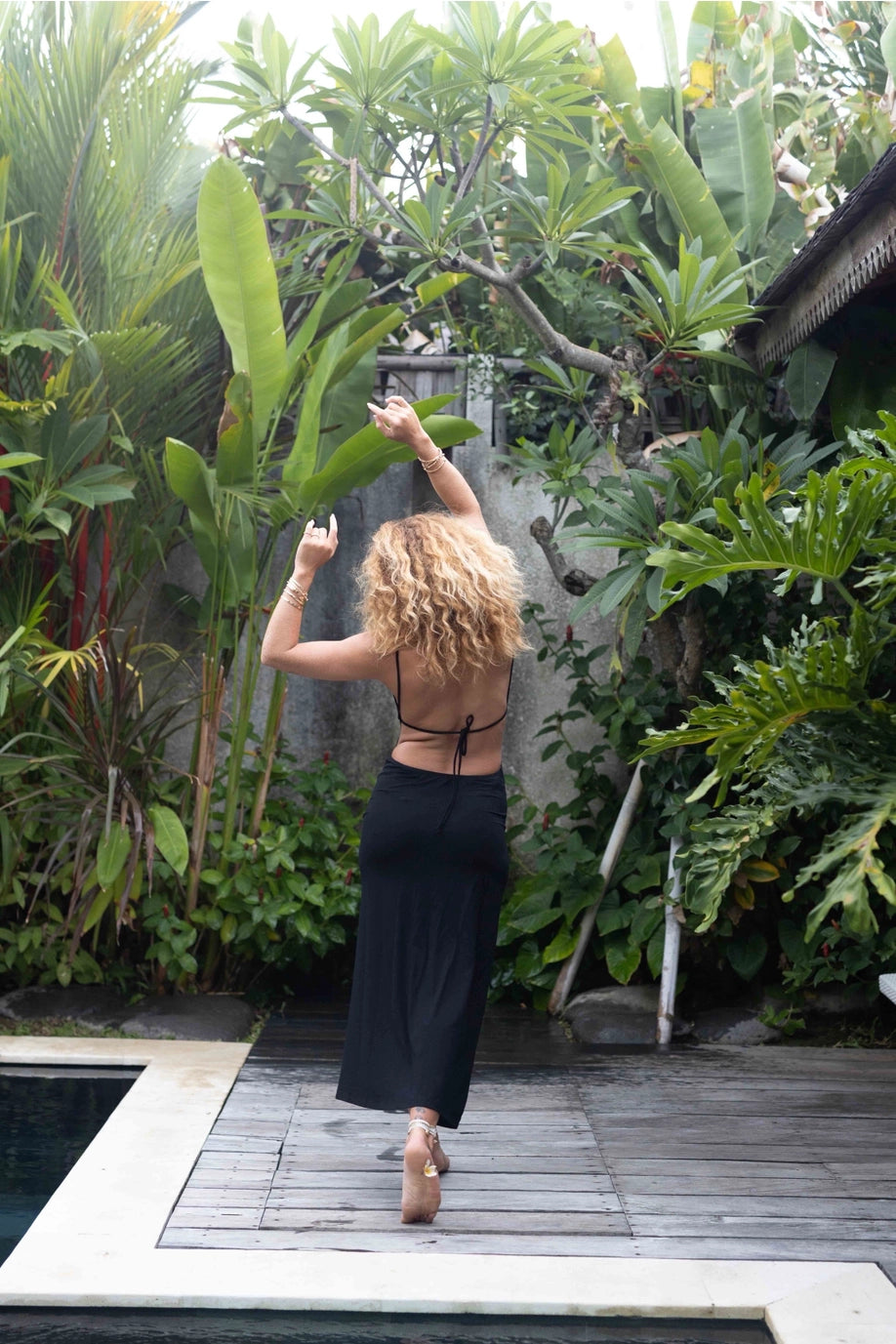 Black Ember Back‑Strap Gown