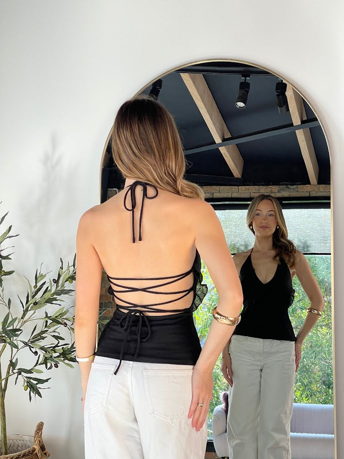 Ruffle Muse Tie‑Back Top