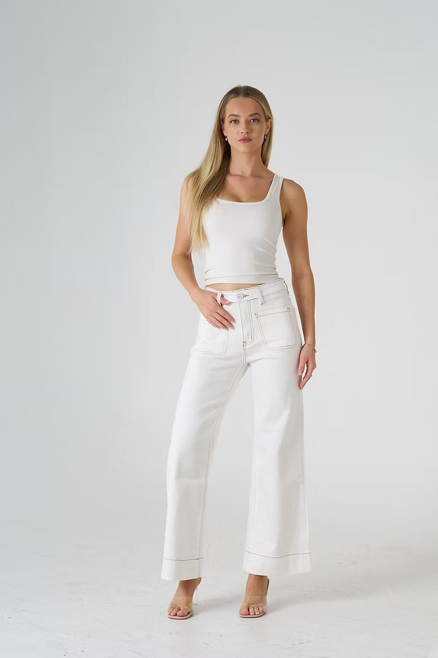 White Horizon High‑Rise Jeans
